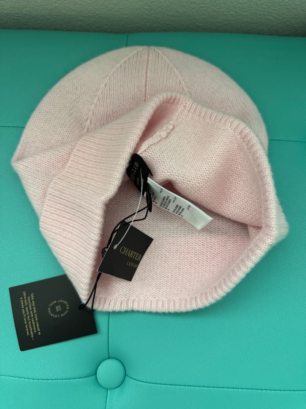 Charter Club Authentic Pink 100% Cashmere Cuffed Beanie - Picture 5 of 5